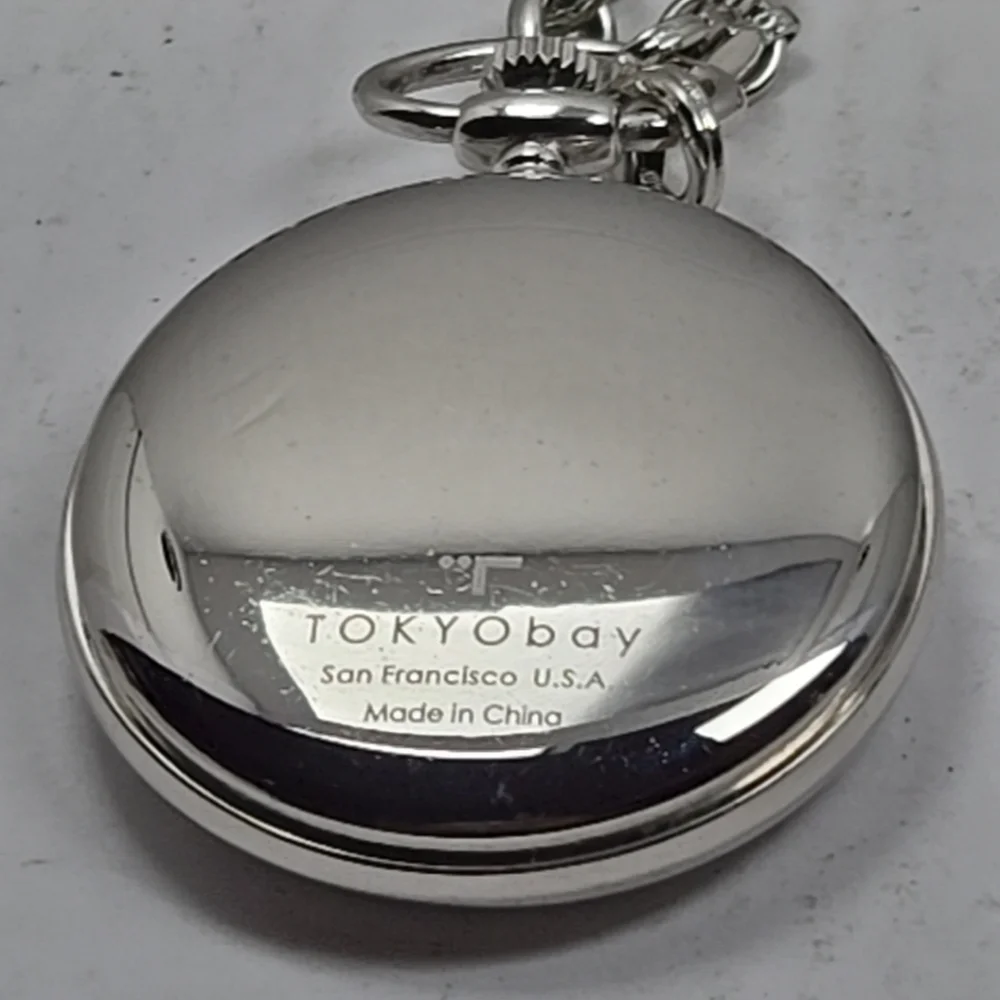 TOKYObay Pocket Watch Silver Tone New Battery Jeans Pants Suit Chain Necklace